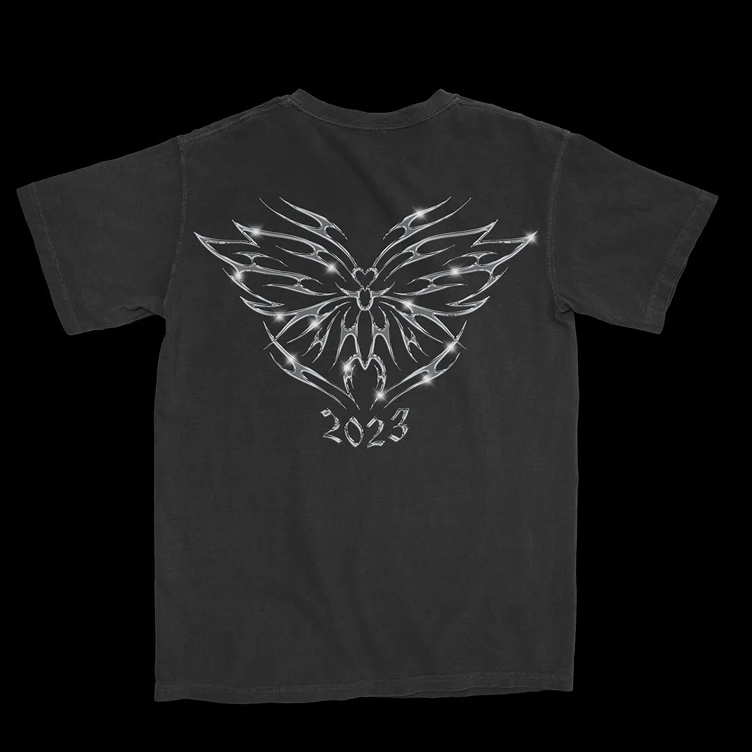 HOT GOSSIP CHROME BUTTERFLY SHIRT - BLACK