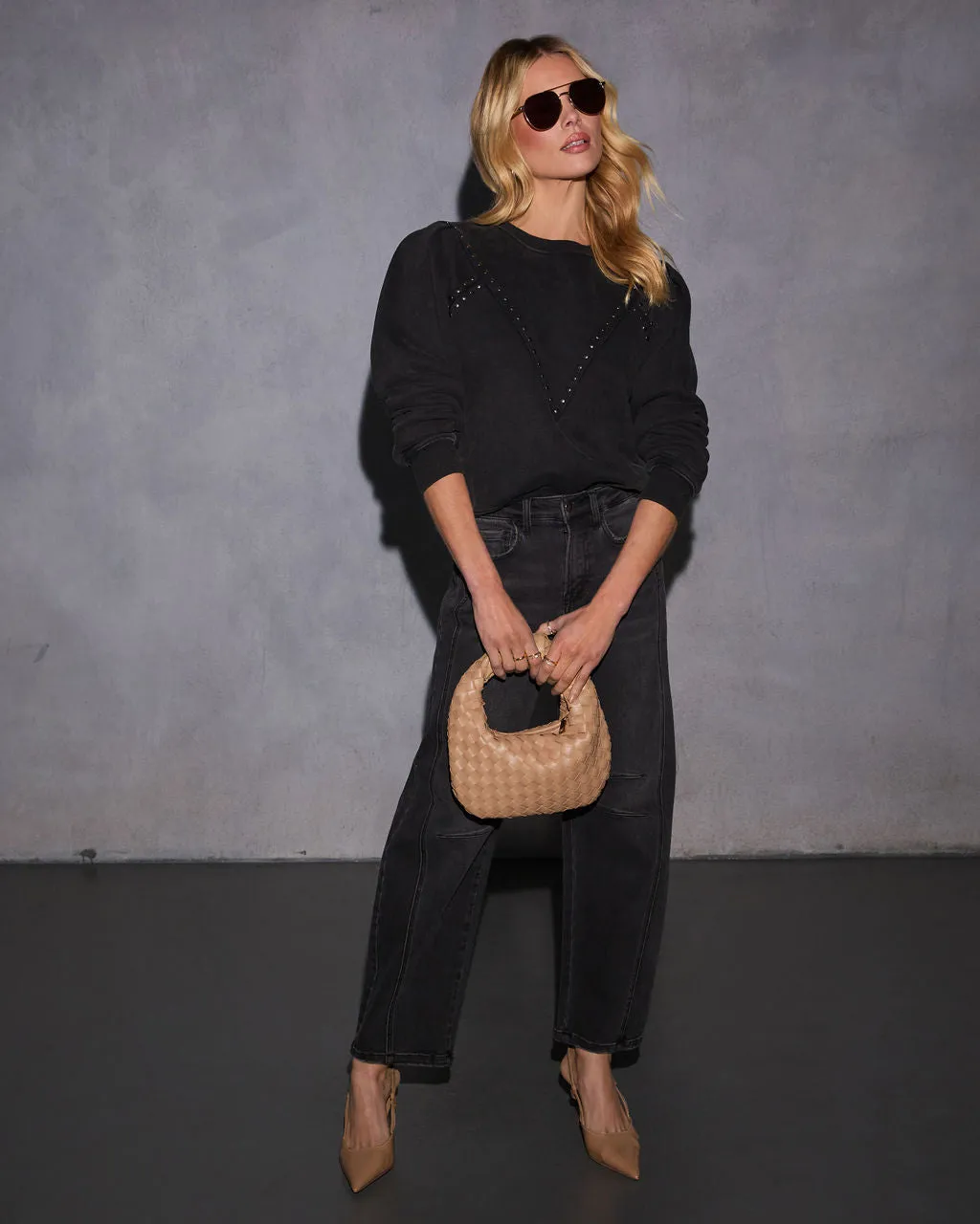 Huddy Studded Trim Sweatshirt