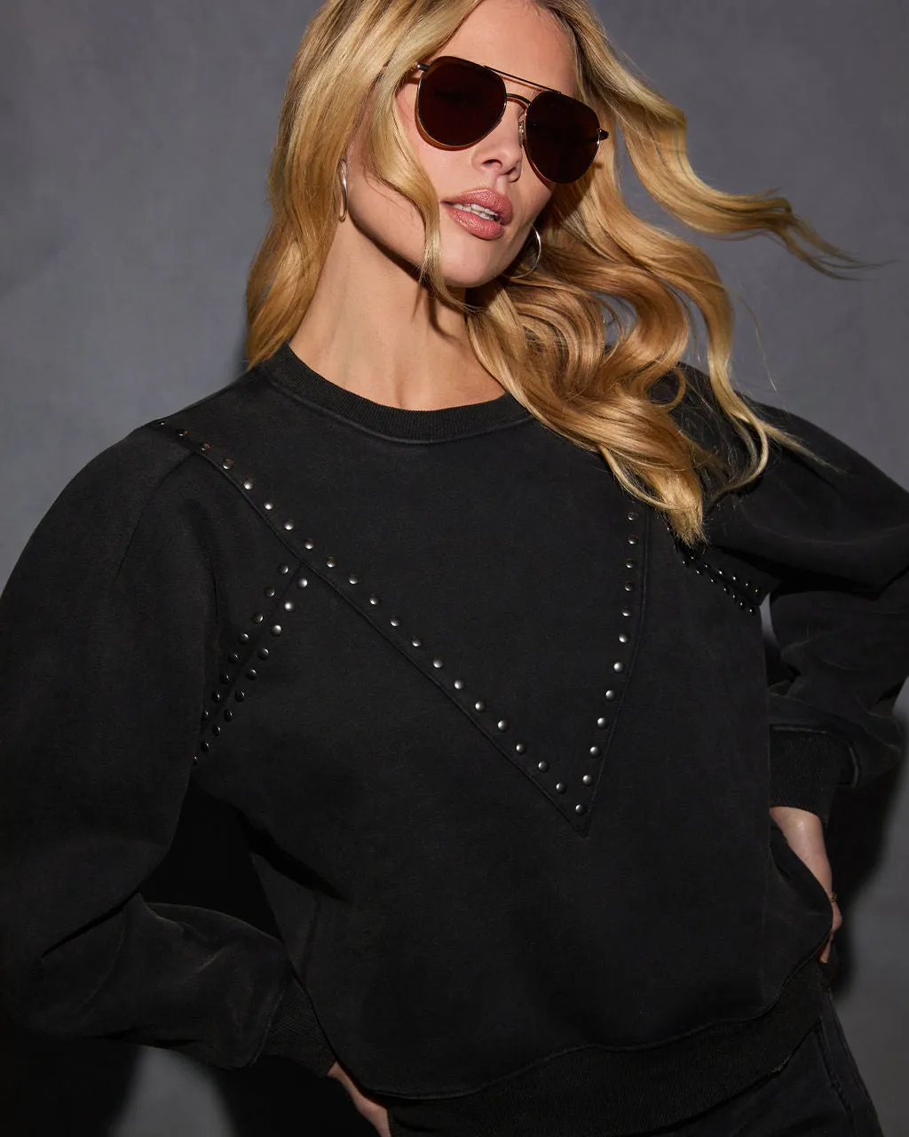 Huddy Studded Trim Sweatshirt