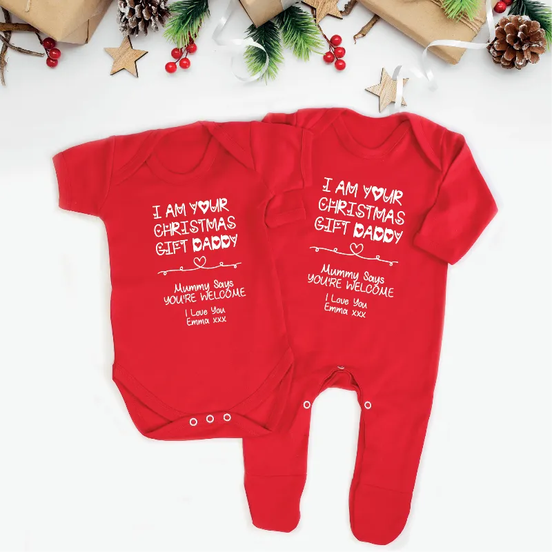 I Am Your Christmas Gift Daddy - Baby Christmas Outfit