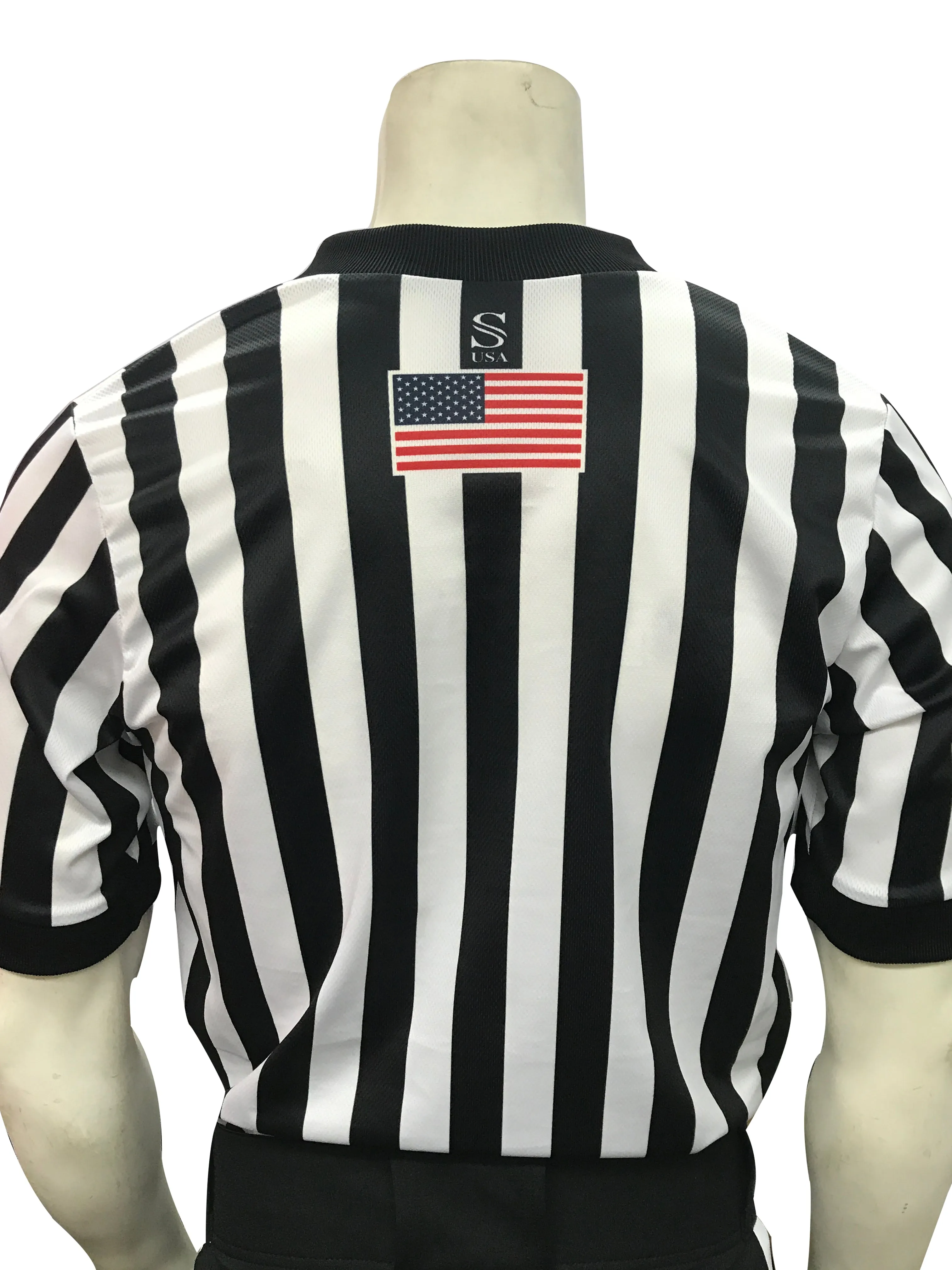 IAABO Logo, Women's, 1" Black and White Stripe Body Flex Basketball Shirt
