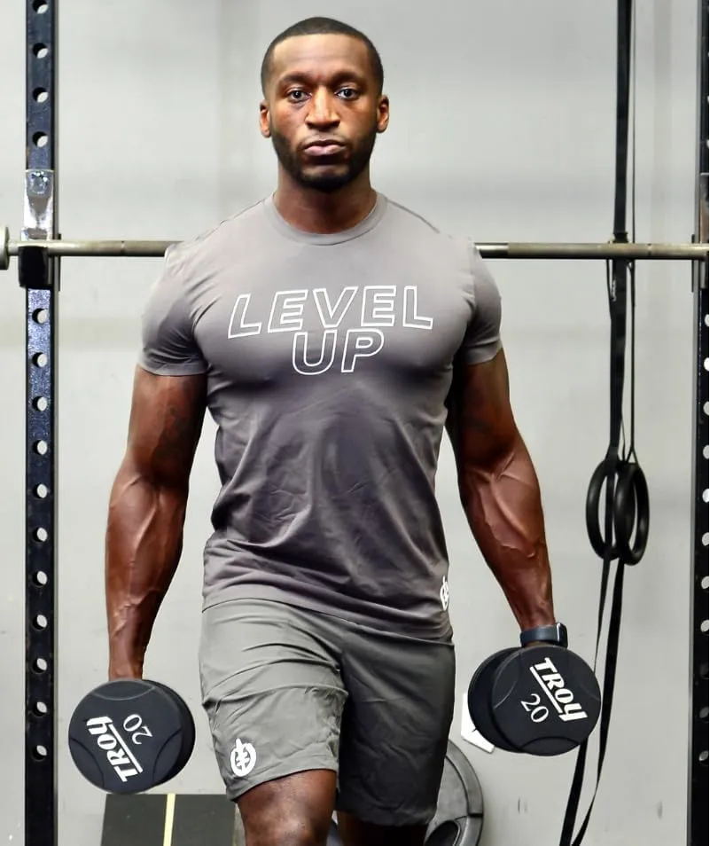 ICONI Crew Neck Men’s Muscle T-Shirt for Workouts, Moisture Wicking Short Sleeve Cotton T-Shirt with Quick Dry Fabric (US, Alpha, Large, Regular, Regular, Blue)