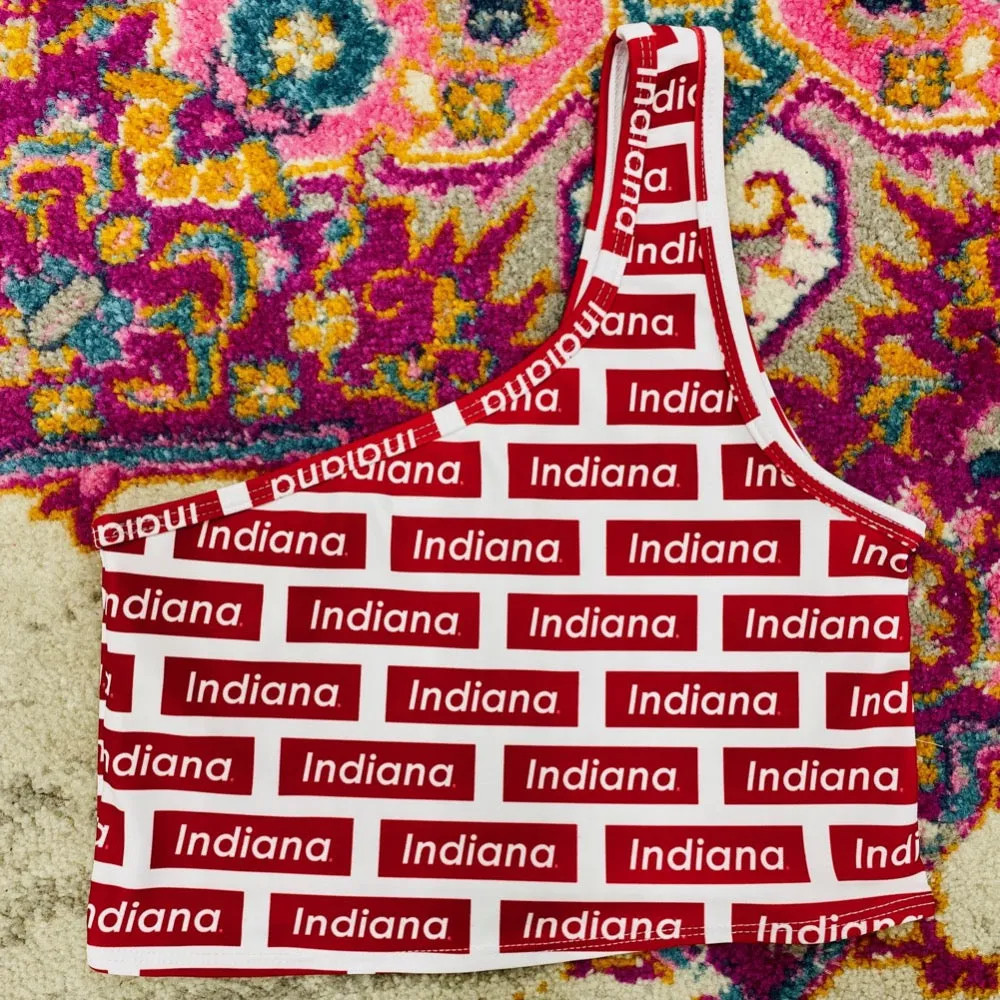 Indiana Block Pattern White Shoulder Top