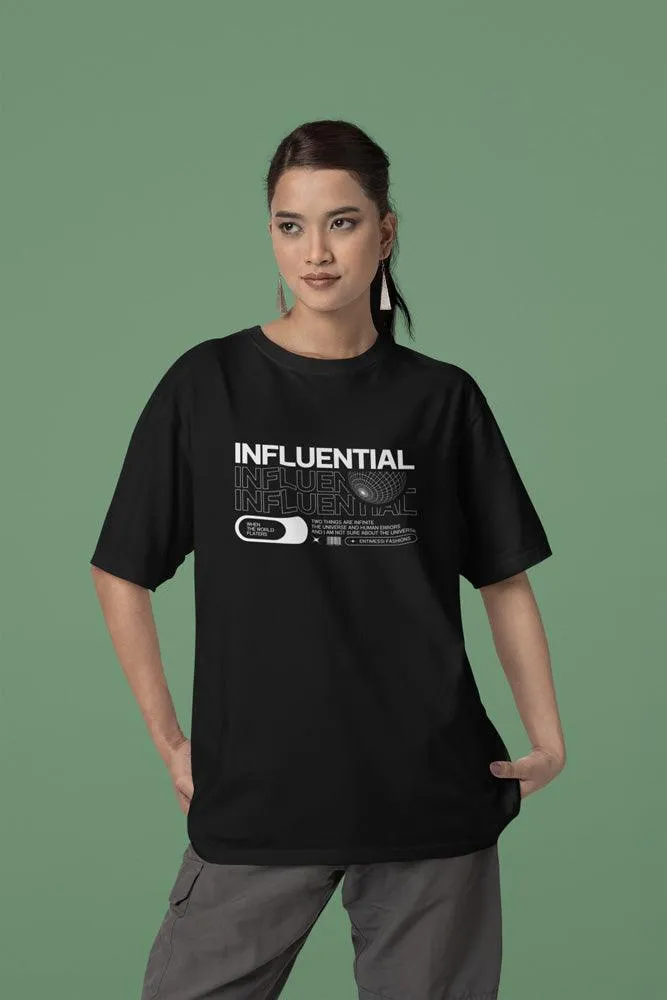 Influential - Unisex Oversized Cotton Graphic Printed T-Shirt