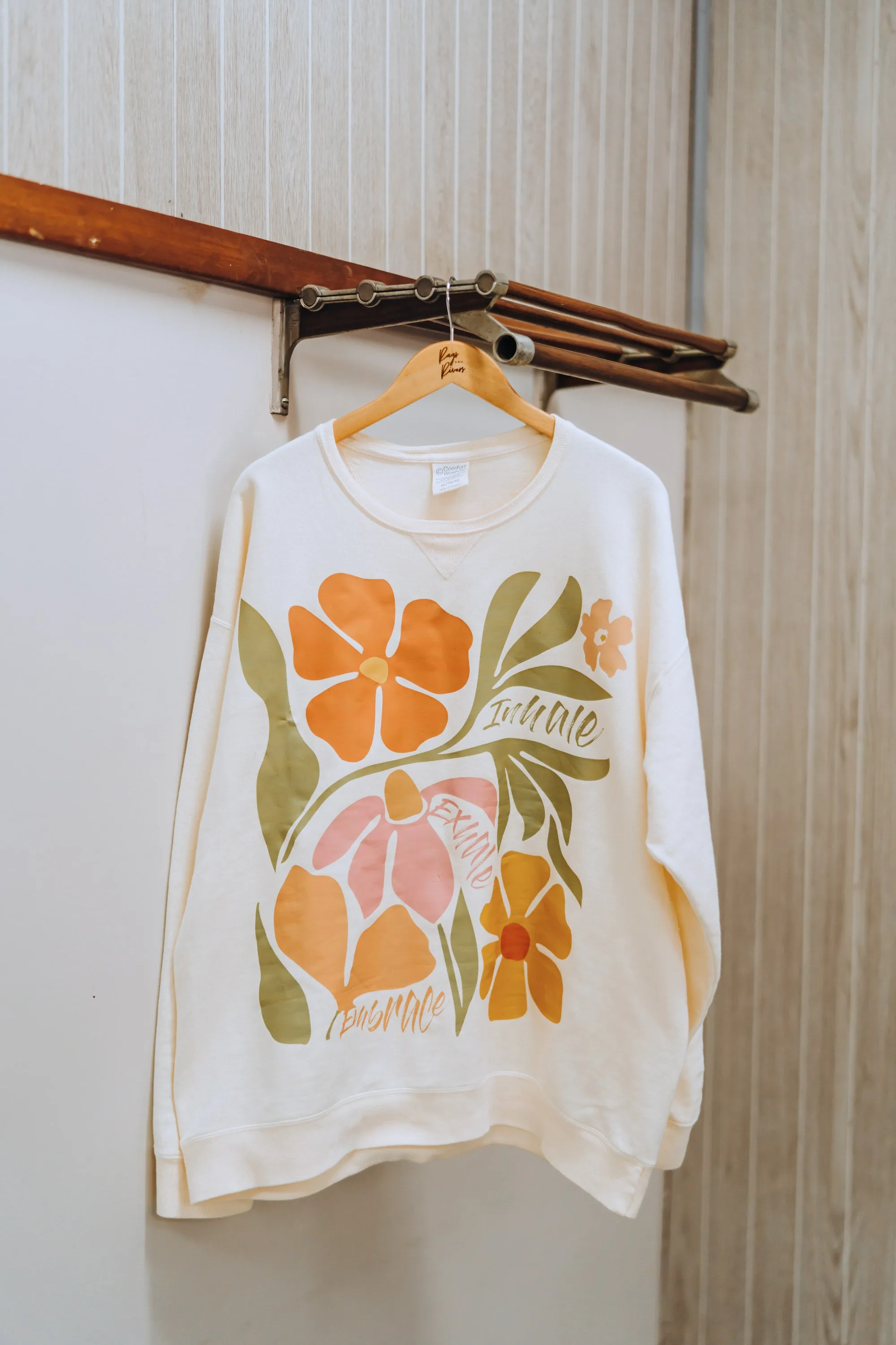 Inhale, Exhale, Embrace Flower Crewneck Sweatshirt - Unisex