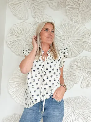 Ivory Floral Print Blouse