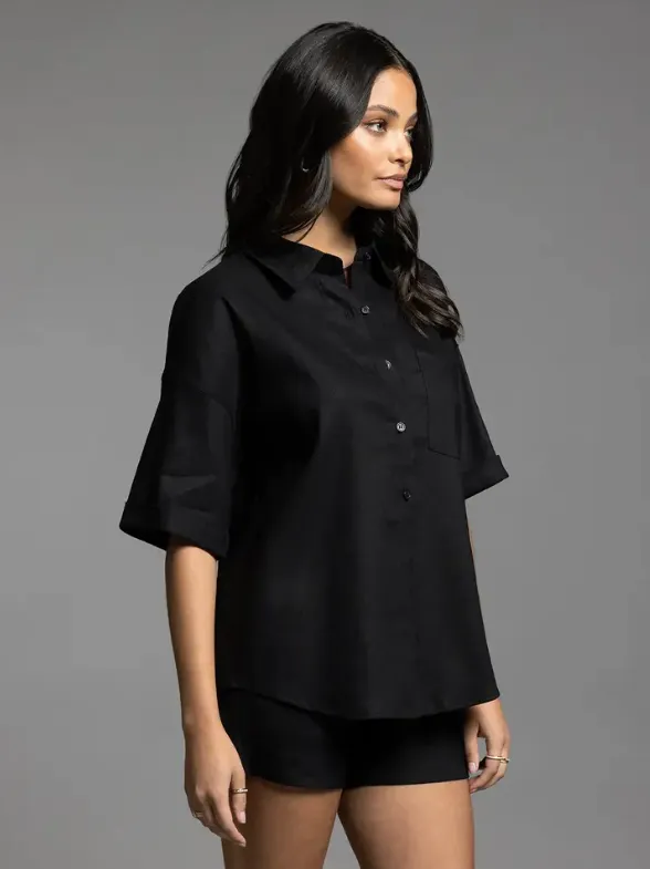 Jaycee Linen Button Down Top