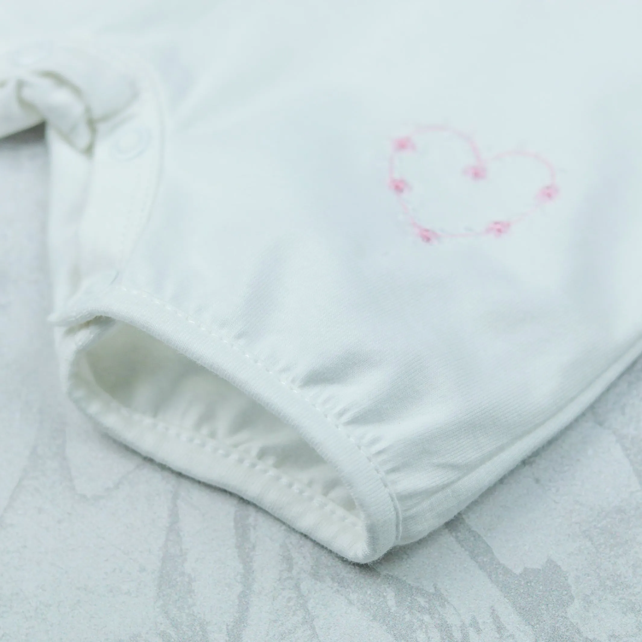 Jody White Girls Heart Embroidery Romper
