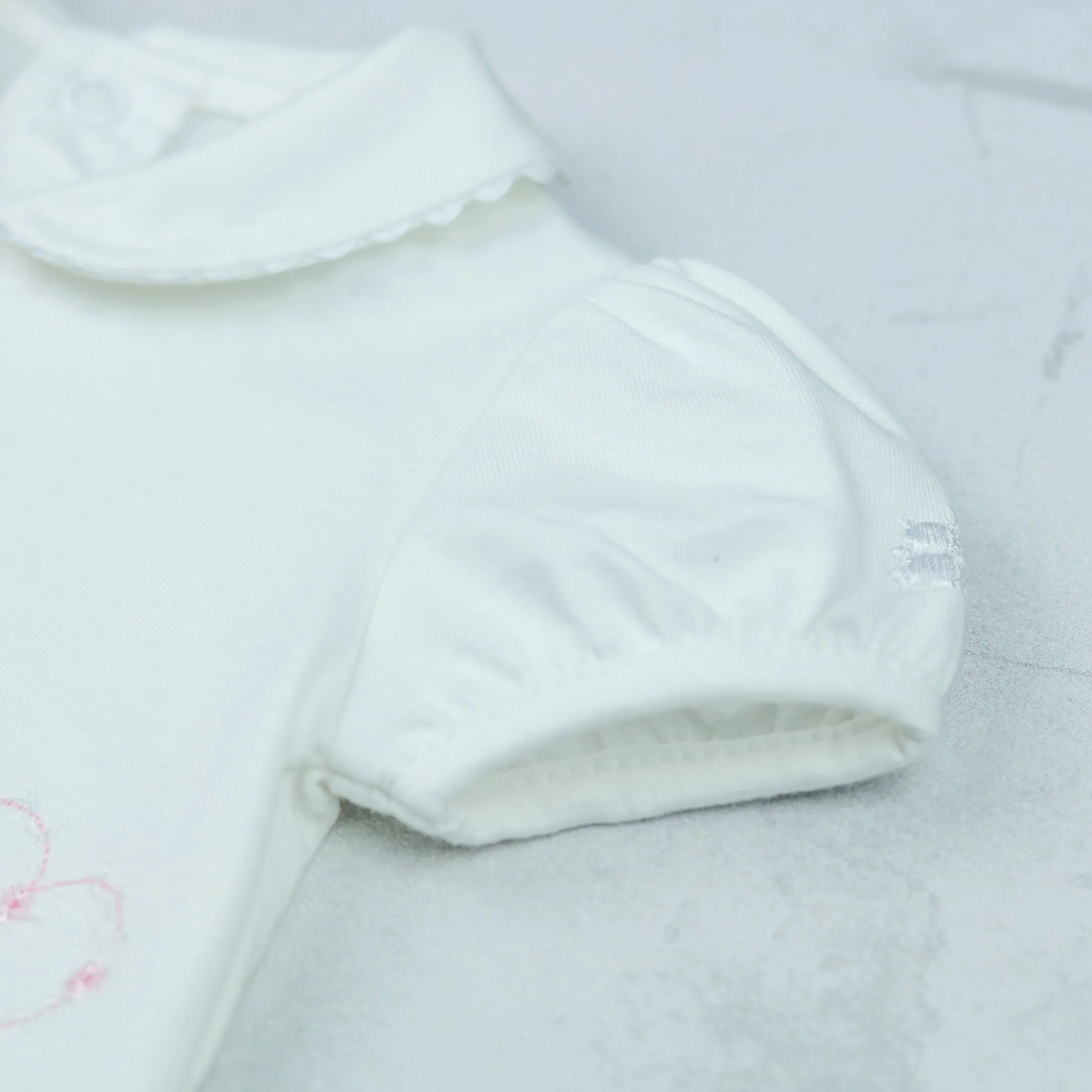 Jody White Girls Heart Embroidery Romper