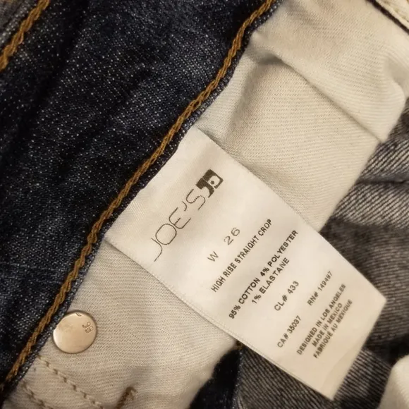 Joe's Denim High Rise Denim Blue Jean Straight Crop Ankle Size 26