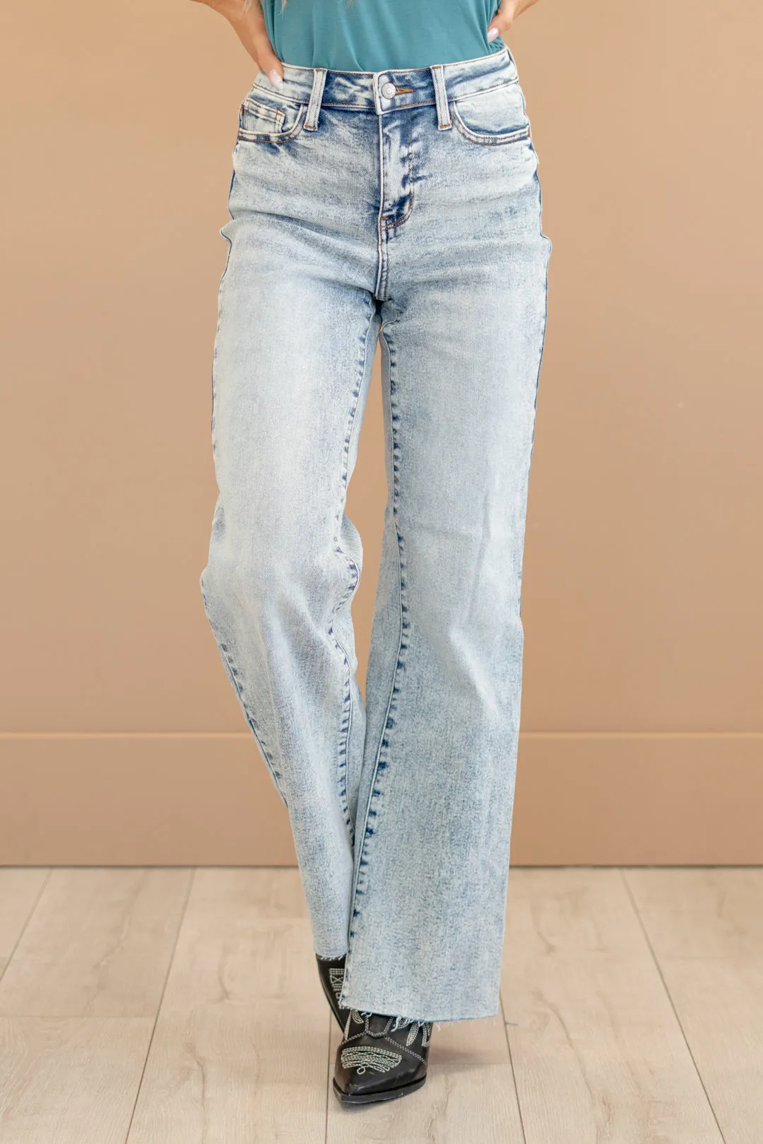 Judy Blue Jeans Curvy Brink High Rise Acid Wash Wide Leg