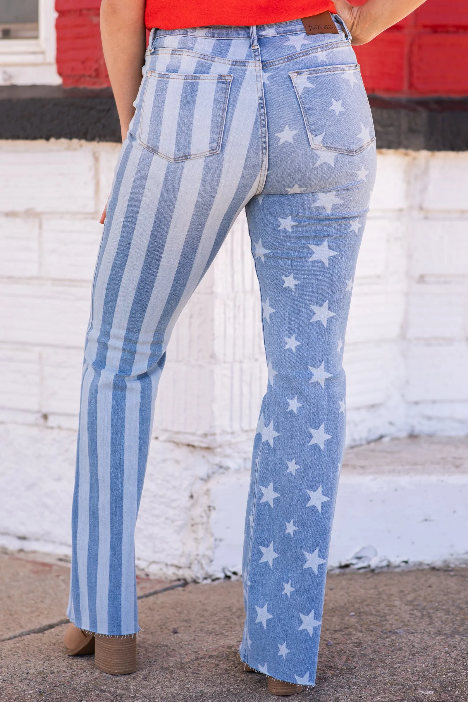 Judy Blue Stripes and Stars Flare Jeans