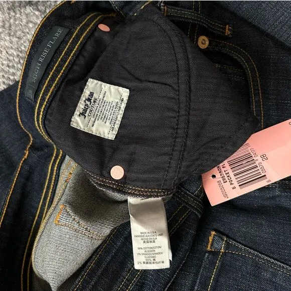 Juicy Couture Emerson High Rise Flare Denim Jeans Size 28 Dark Wash - NWT
