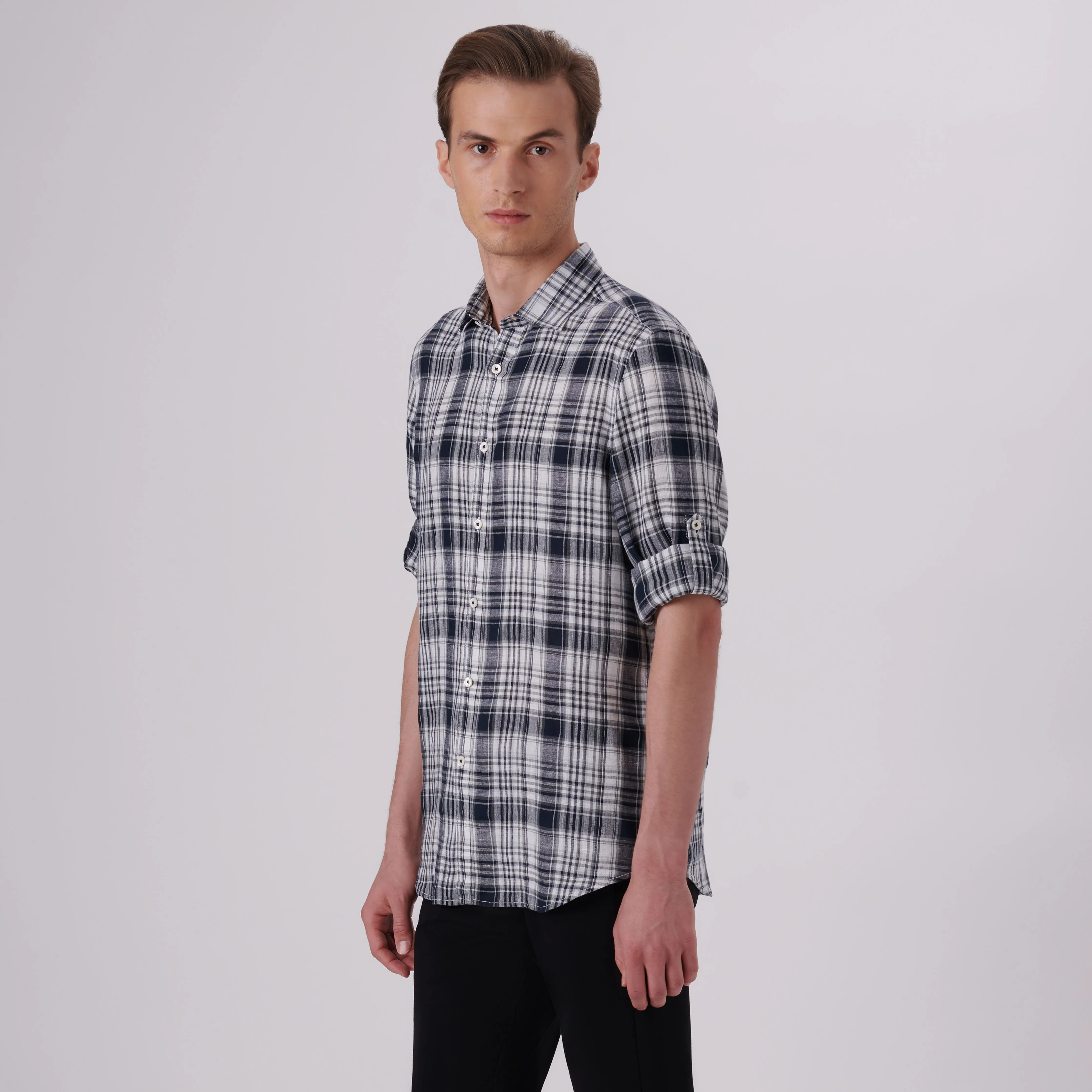 Julian Plaid Check Linen Shirt
