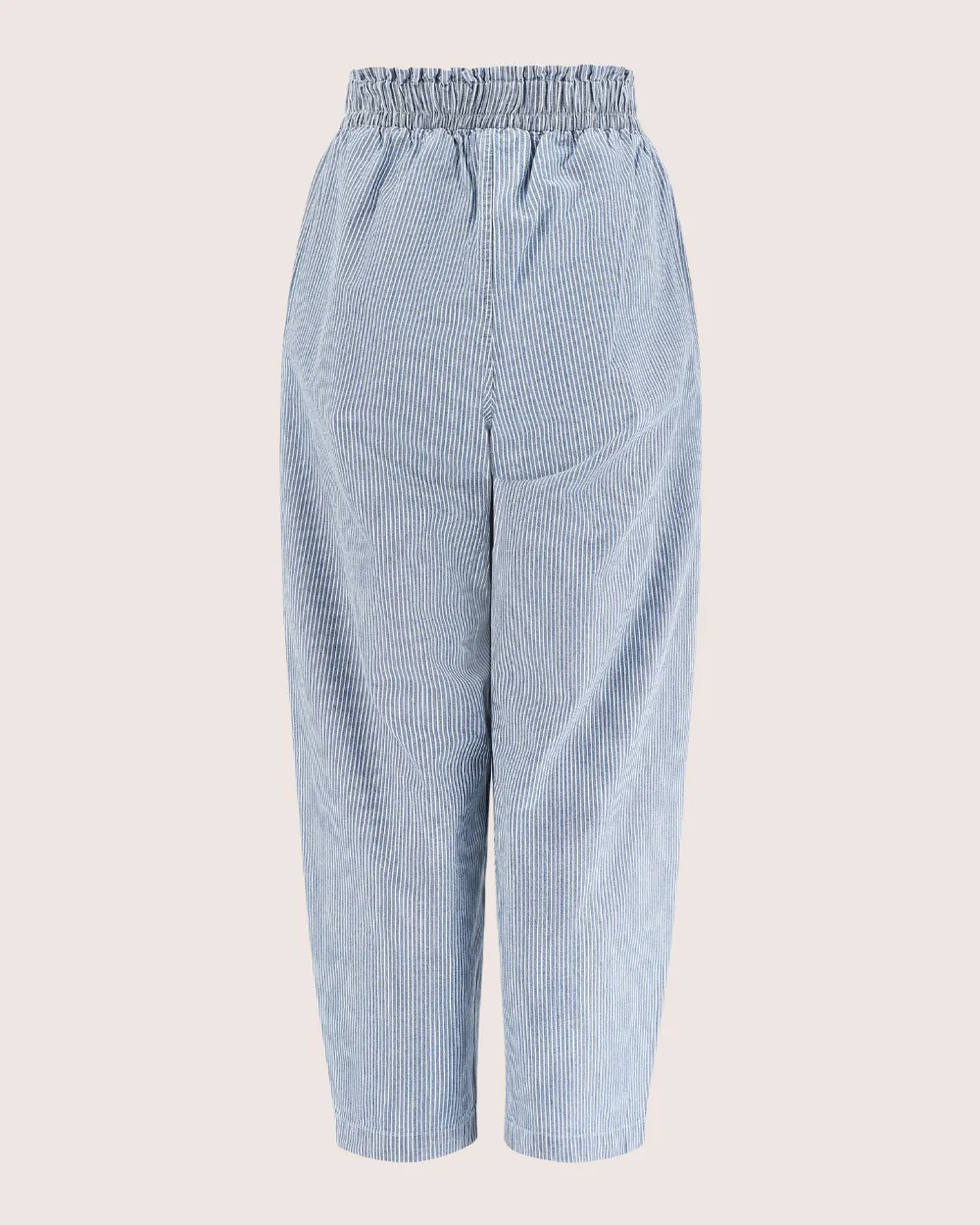 Kate Blue Pinstripe Print Barrel Leg Trousers