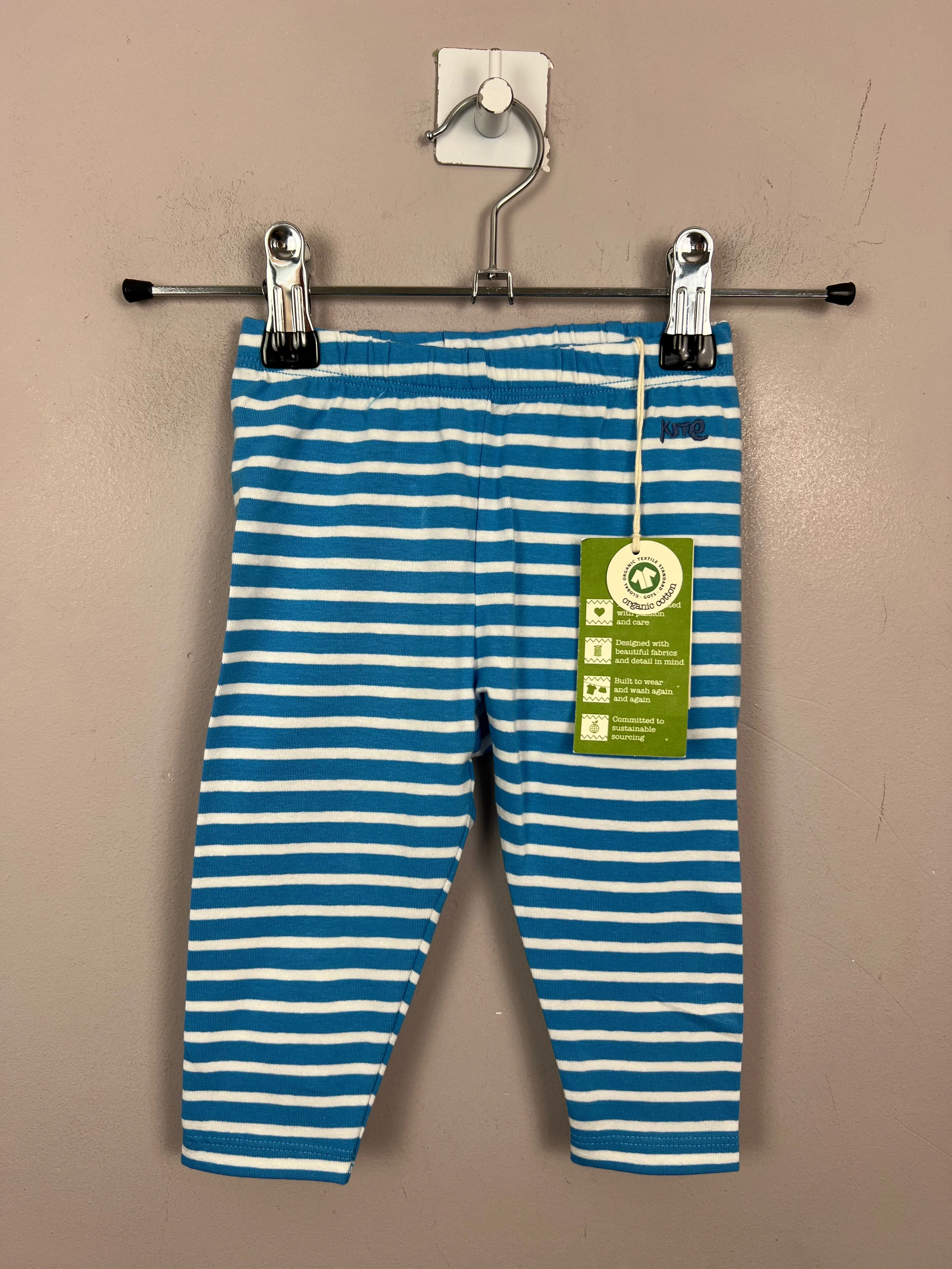 Kite azure stripe leggings 6-9m bnwt