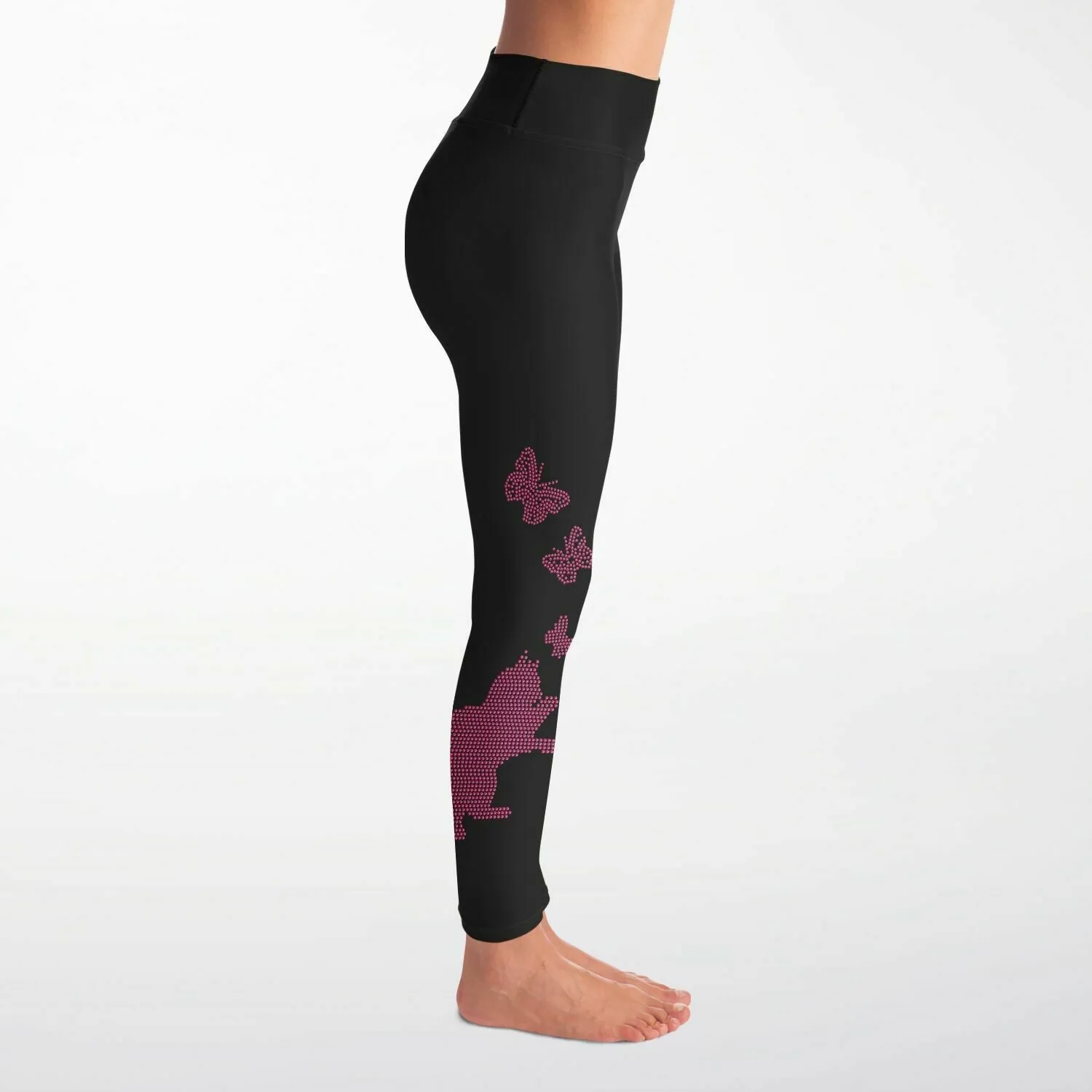 Kitty Butterfly  Rhinestone Leggings with Pockets