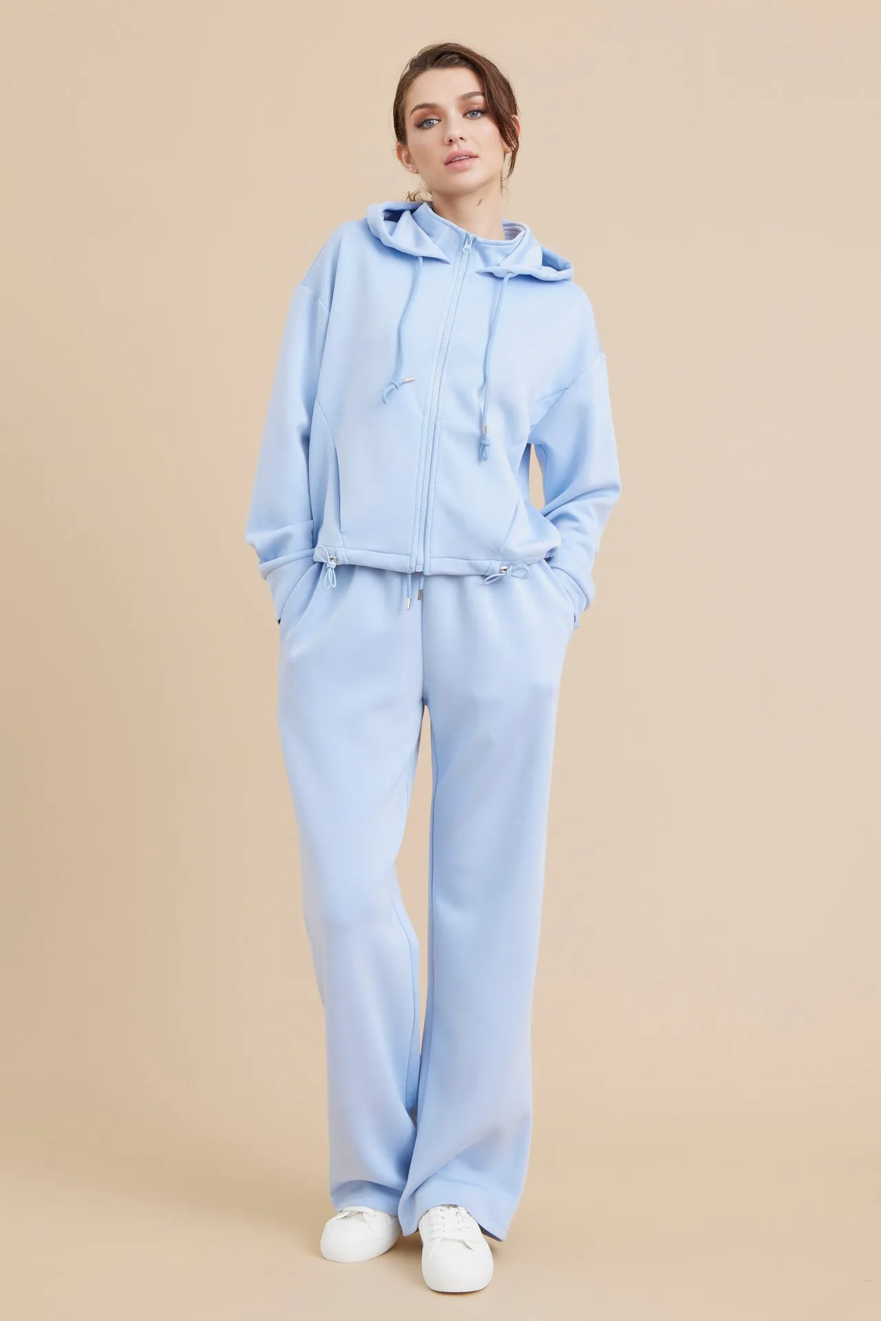 Knit Hoodie Jacket and Sweat Pants Set
