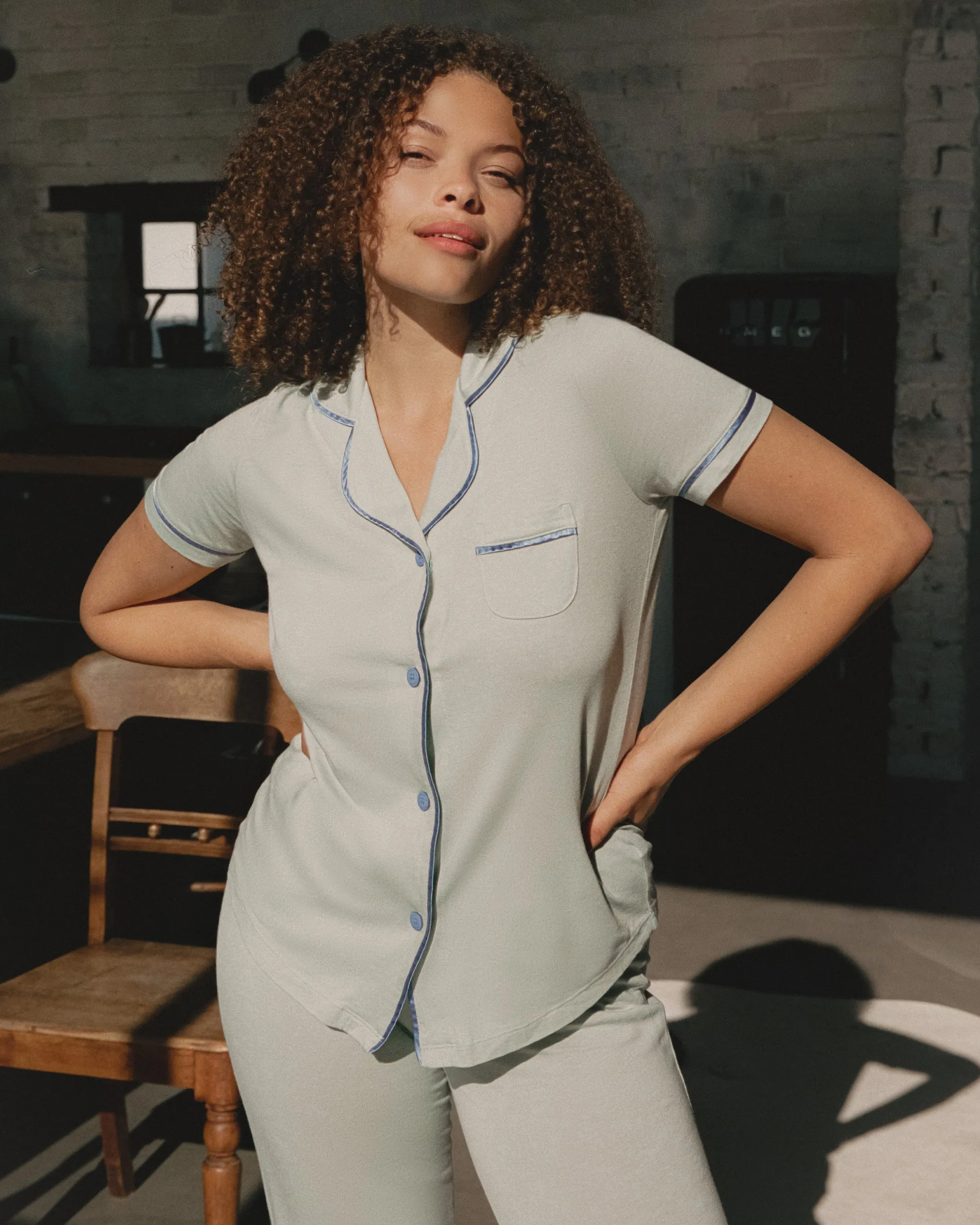 Kurzärmeliges Top & Hose Pyjama-Set