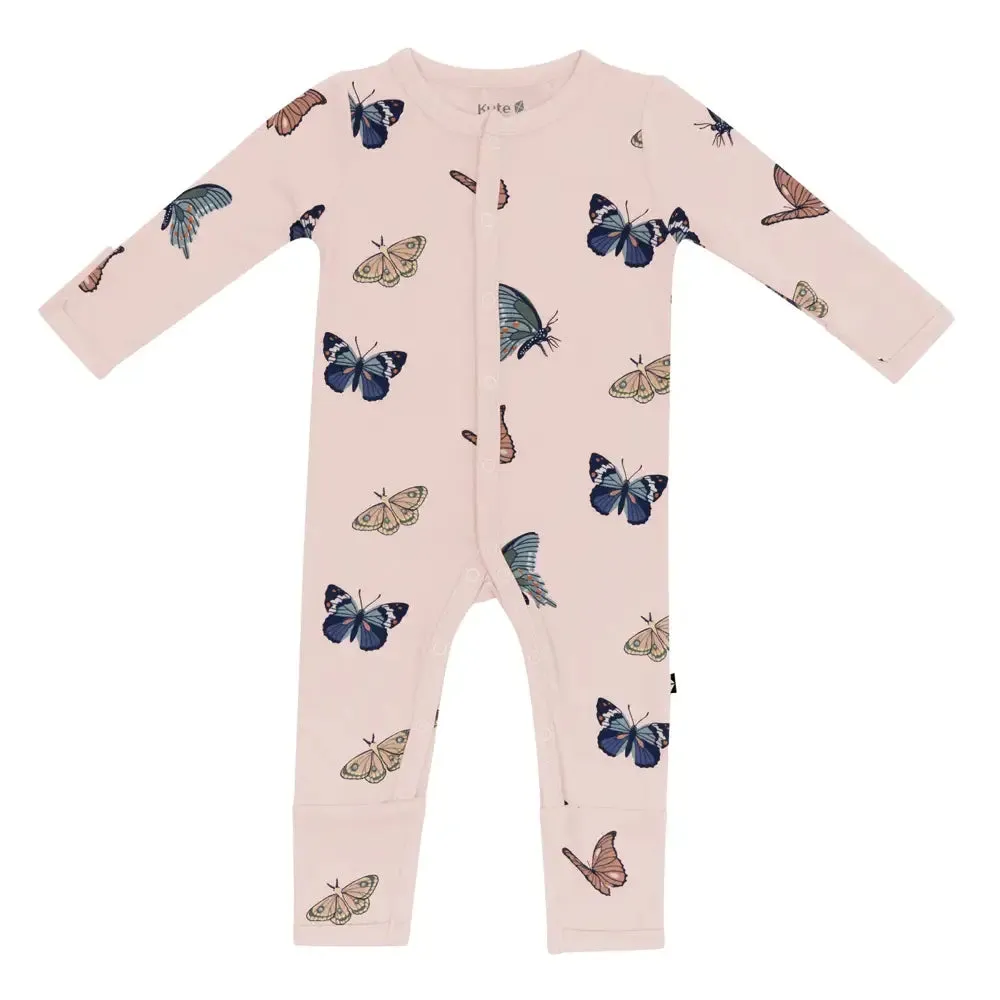 Kyte Baby Printed Snap Romper in Blush Butterfly