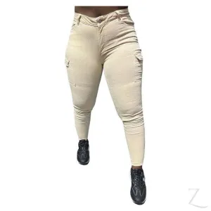 Ladies High Waist Super Skinny Strong Stretchy Cargo Pants | Zip Detail | "Oola"