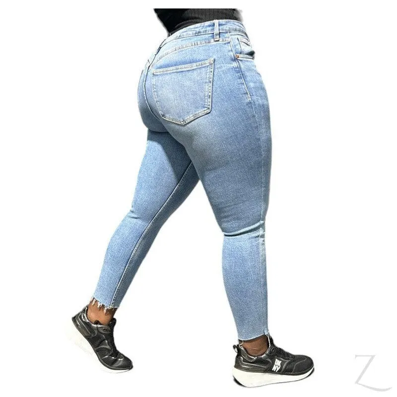 Ladies Super Strong Stretchy Skinny Denim Jeans | Cropped | "Zia"