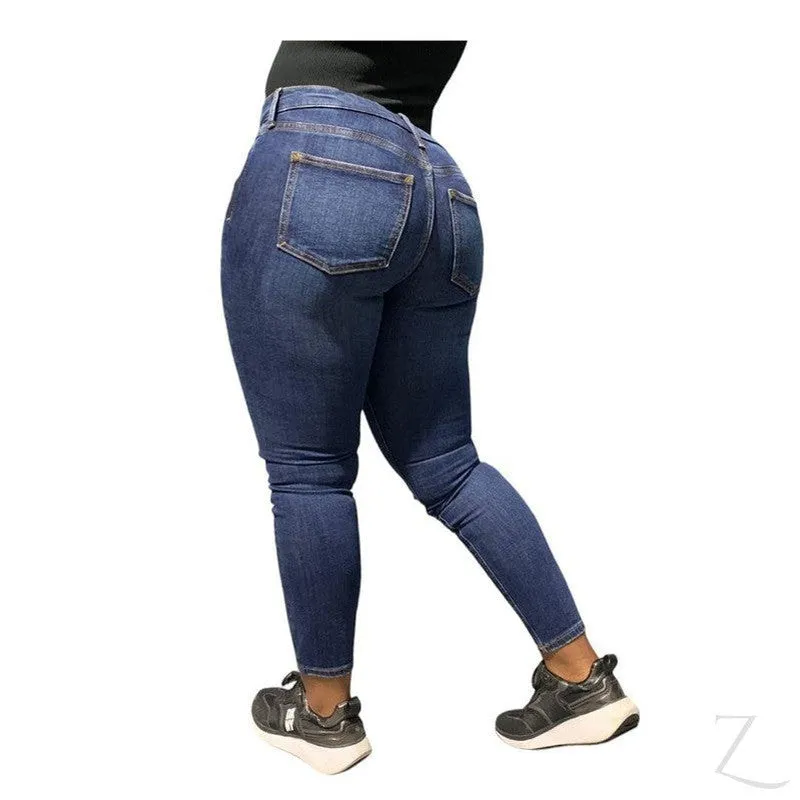 Ladies Super Strong Stretchy Skinny Denim Jeans | Plain | "Roo"