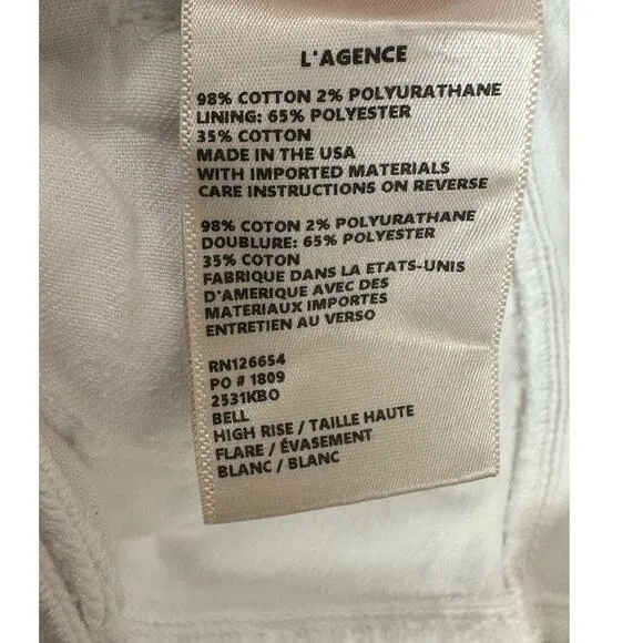 L’Agence white flare jeans size 25 - 0