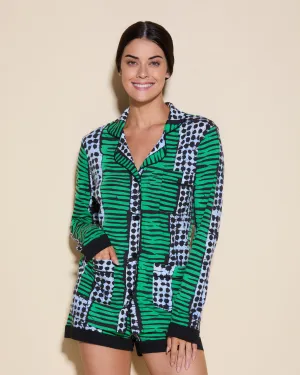 Langarm-Top & Boxer-Pyjama-Set Mit 3 Taschen