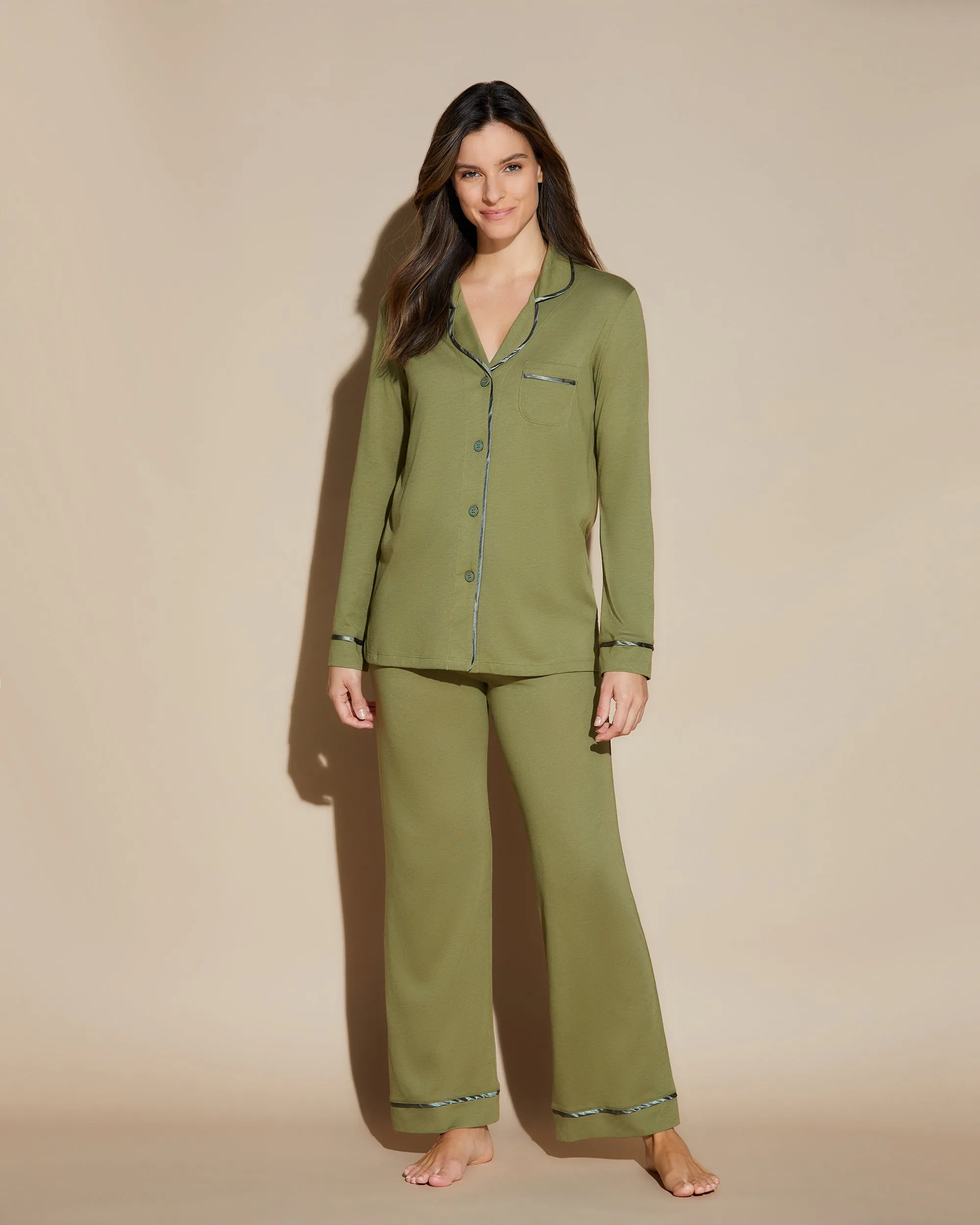 Langärmeliges Top & Boxer Pyjama-Set