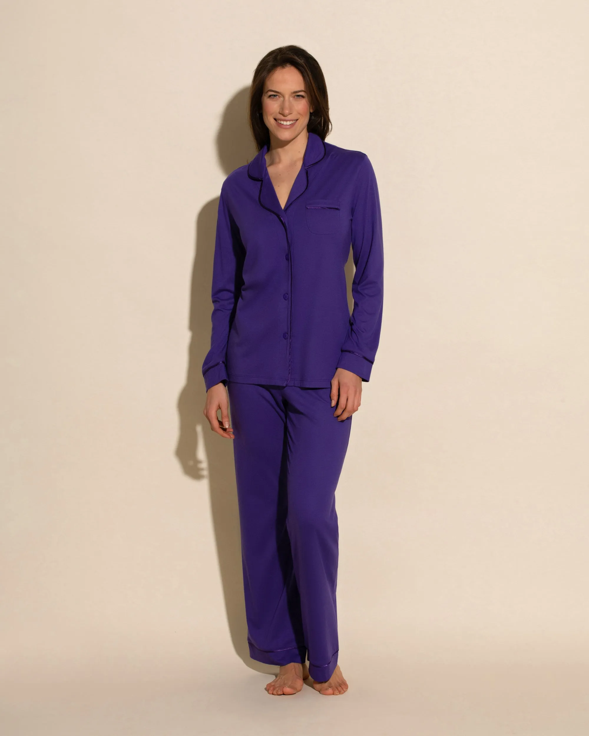 Langärmeliges Top & Boxer Pyjama-Set