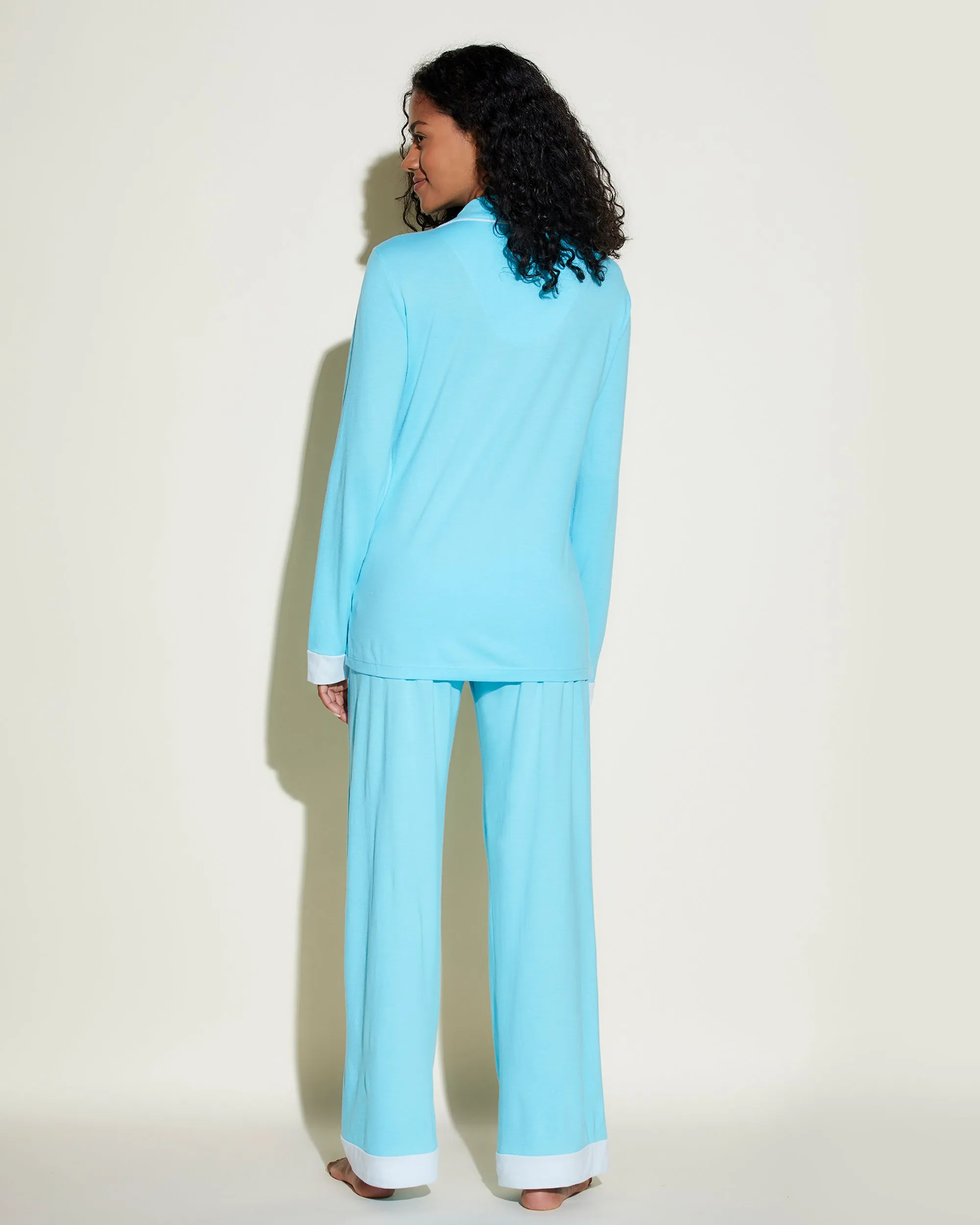 Langärmeliges Top & Hose Pyjama-Set Mit Bändern