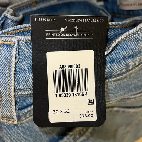 Levi’s 70s high rise flare ultra high rise blue denim jeans 30x32