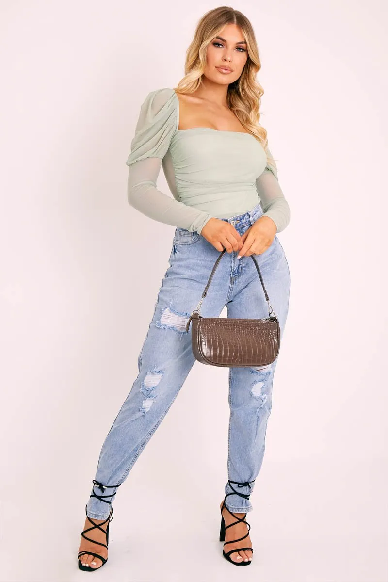 Light Wash Rip High Rise Boyfriend Jeans - Lashae