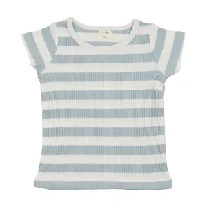 Lil Legs Short Sleeve T-Shirt - Light Blue Stripe