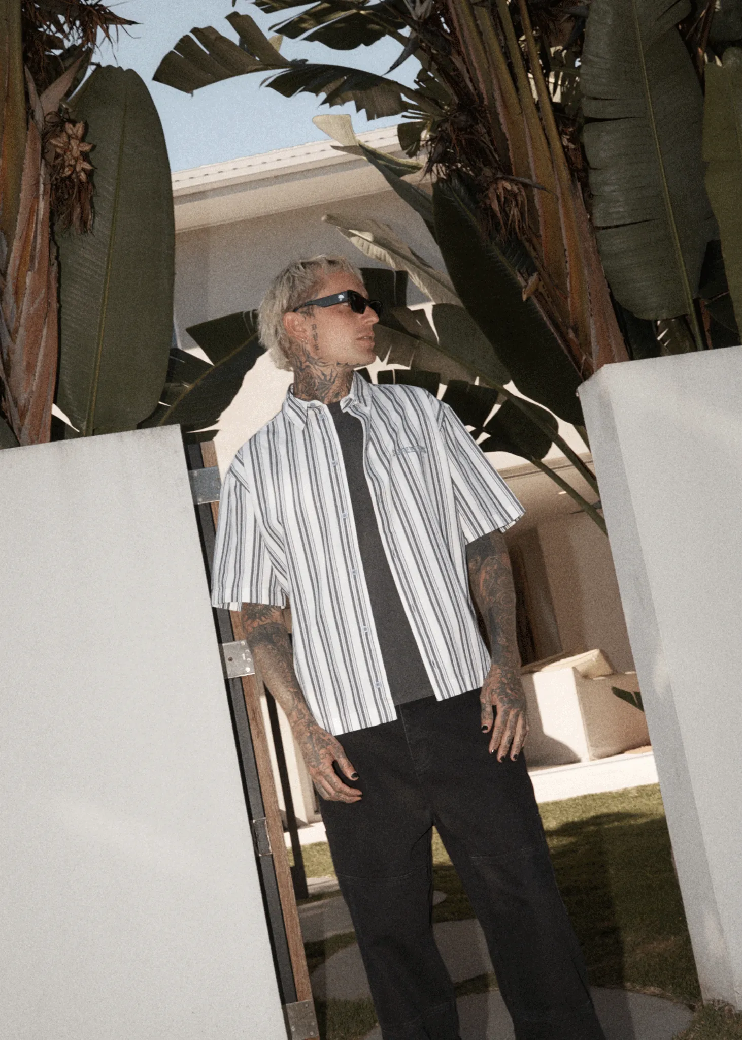 LINED UP SHORT SLEEVE SHIRT - WHITE STRIPE