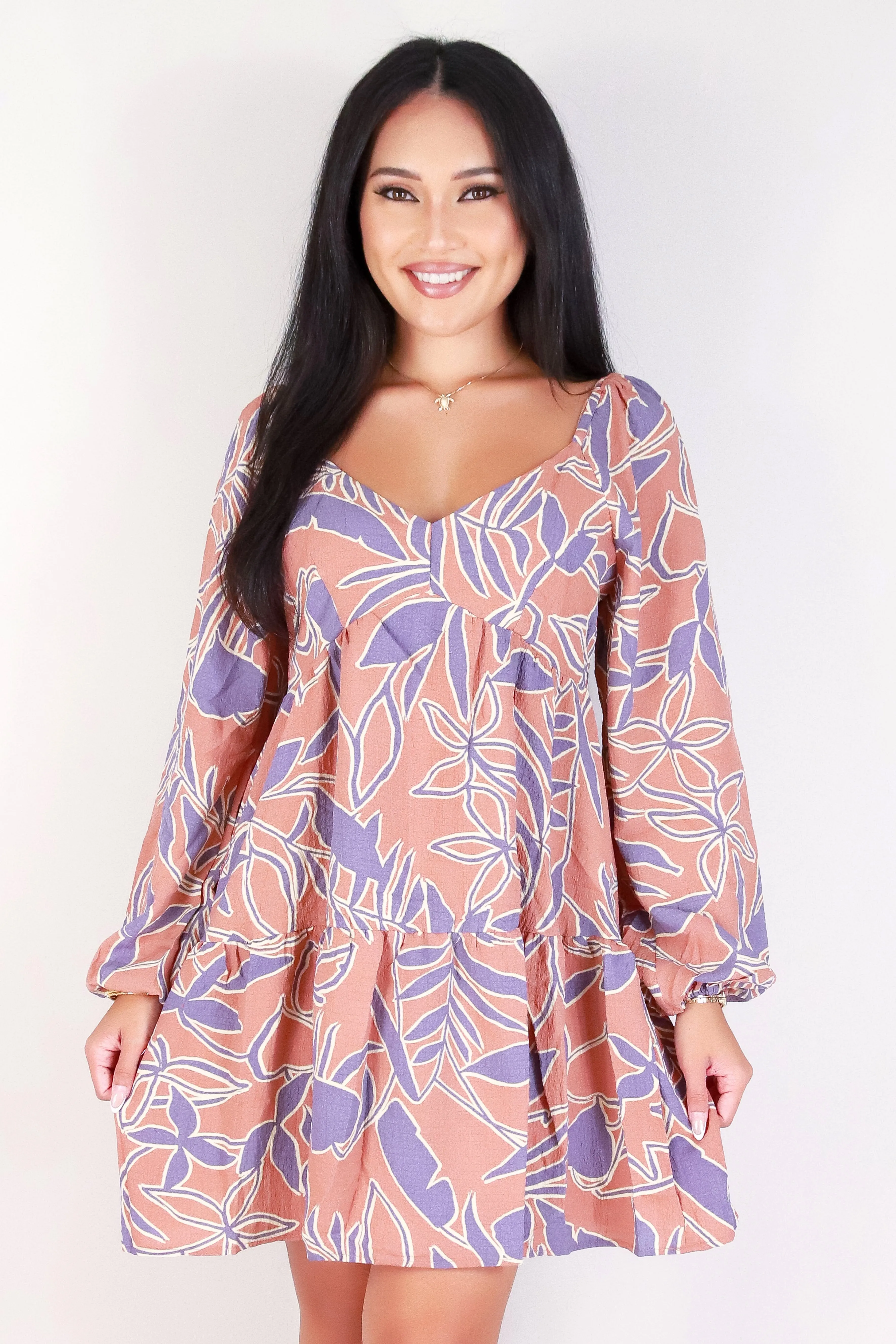 LONG SLEEVE TIERED DRESS