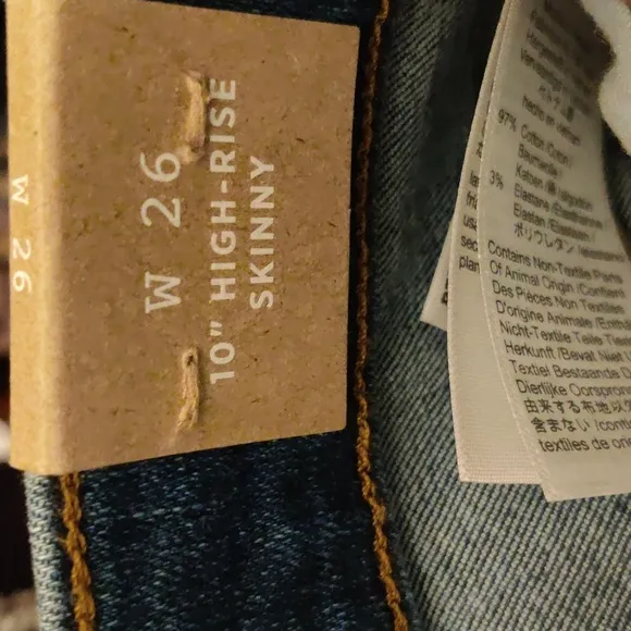Madewell 10&quot; High Rise Skinny Size 26 NWT