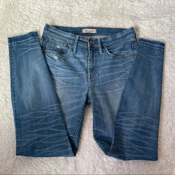 MADEWELL 9” High-Rise Skinny Jeans: Torn-Knee Edition Size 28
