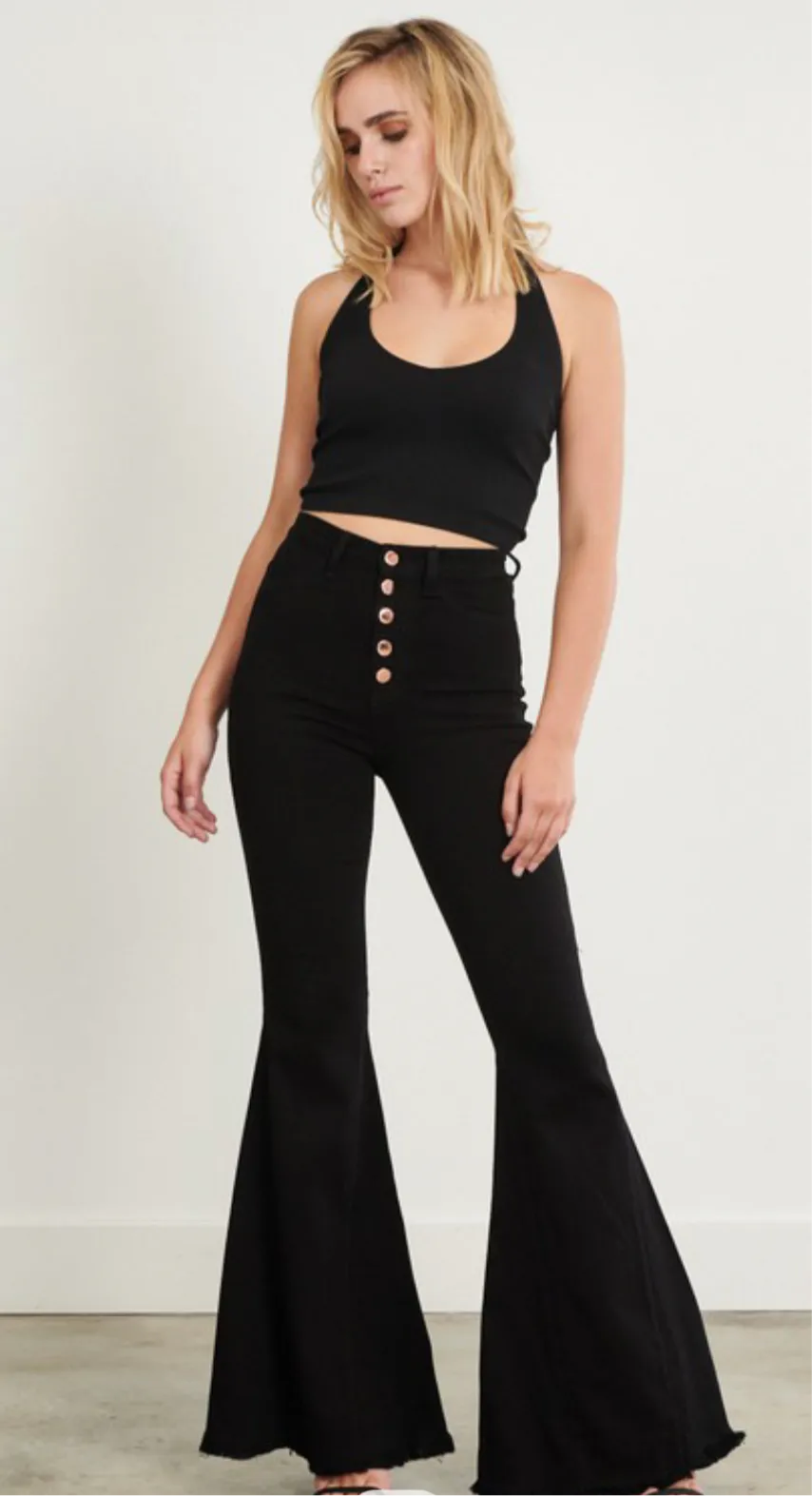 Madi High Rise Button Front Bells