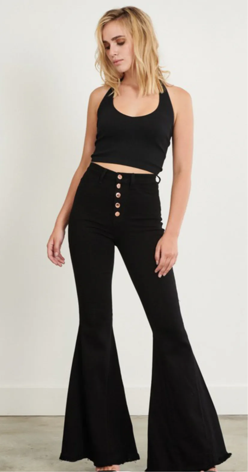 Madi High Rise Button Front Bells