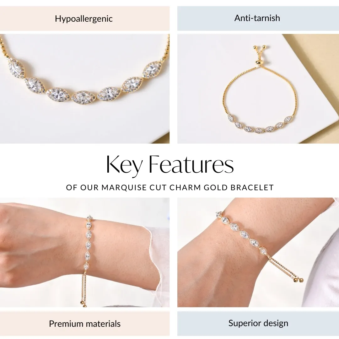 Marquise Cut Charm Gold Bracelet