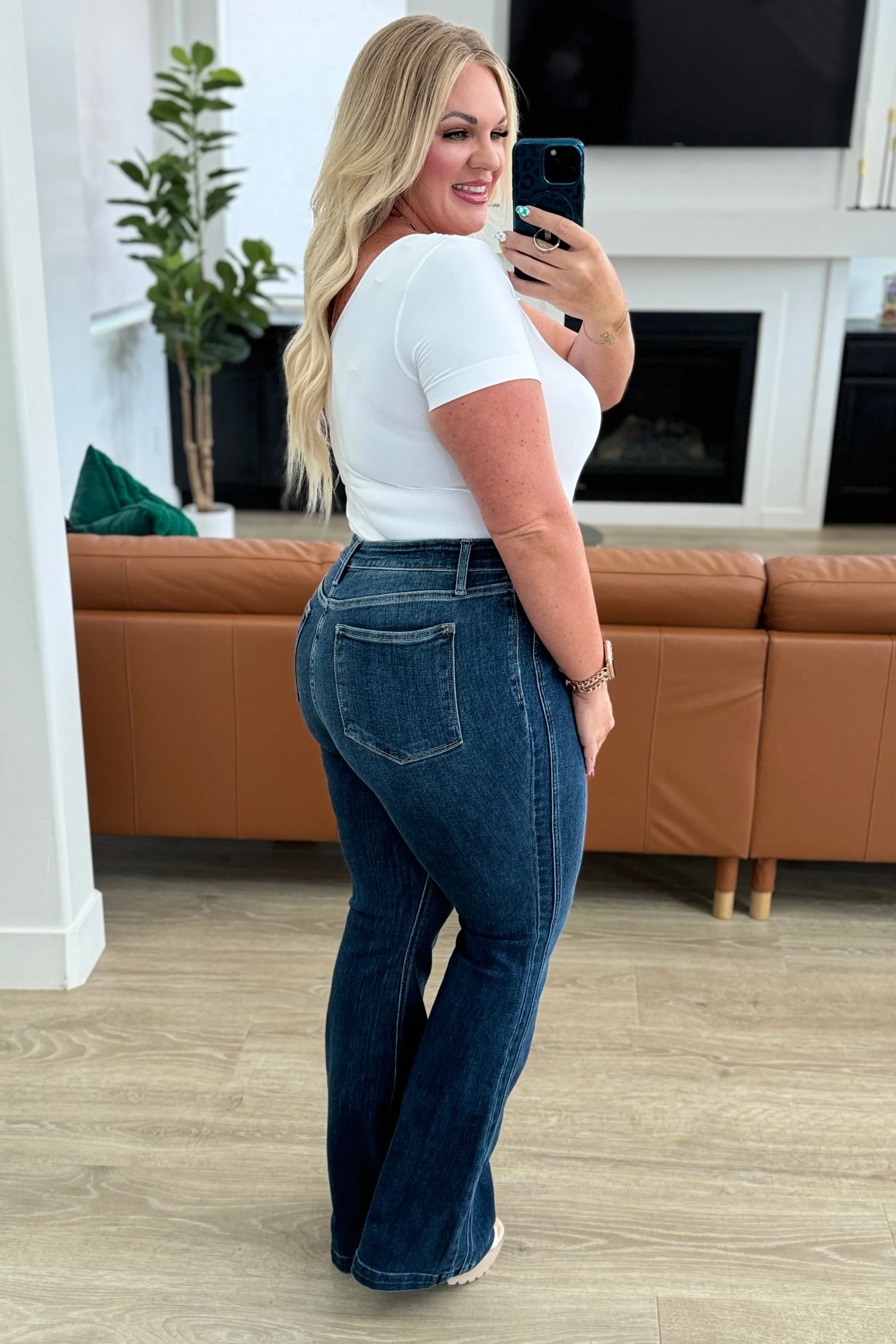 Mavis High Rise Side Seam Detail Flare Jean