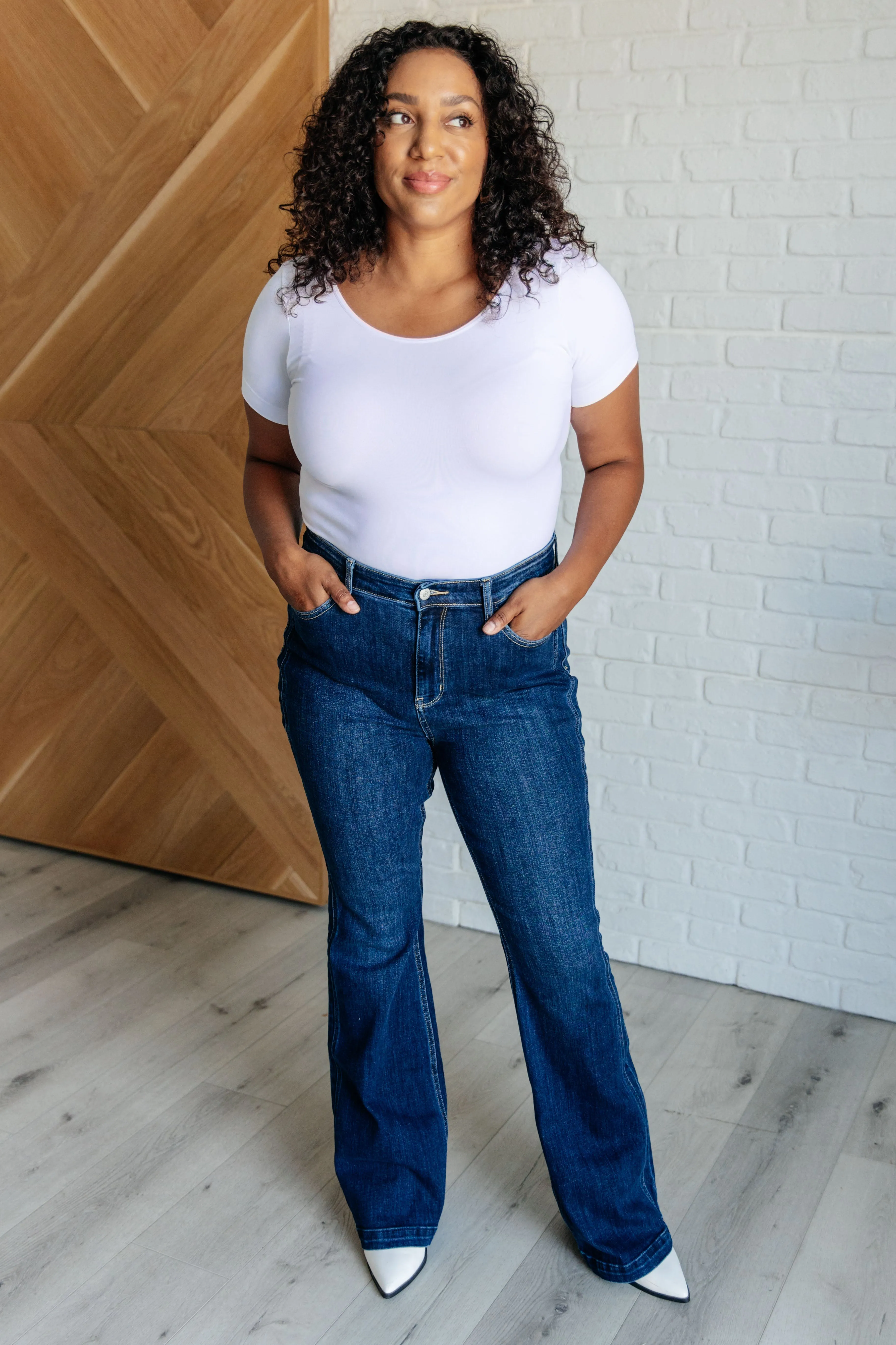Mavis High Rise Side Seam Detail Flare Jean