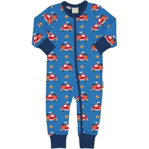 Maxomorra Fire Trucks Ls Rompersuit Aw24