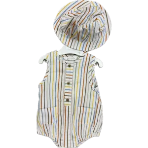 Mayoral Boy Stripe Short Bodysuit with Hat