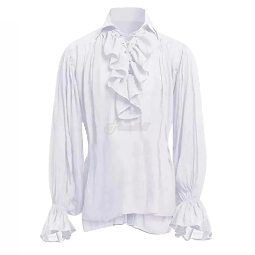 Medieval Adults Halloween Costumes Autumn Casual Shirts Steampunk Cosplay Bandage Long Sleeve Ruffled Shirt Gothic Blouse Tops