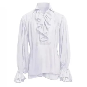 Medieval Adults Halloween Costumes Autumn Casual Shirts Steampunk Cosplay Bandage Long Sleeve Ruffled Shirt Gothic Blouse Tops