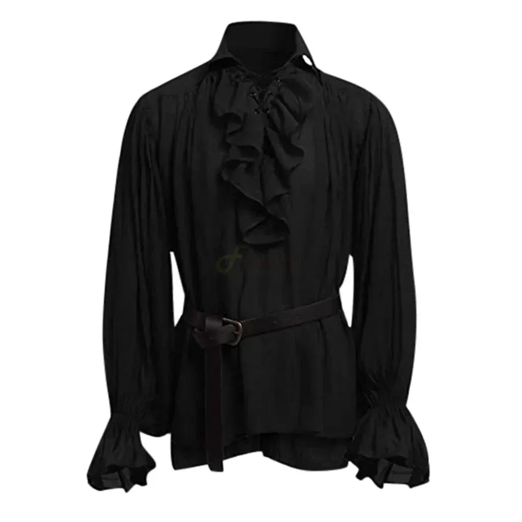 Medieval Adults Halloween Costumes Autumn Casual Shirts Steampunk Cosplay Bandage Long Sleeve Ruffled Shirt Gothic Blouse Tops