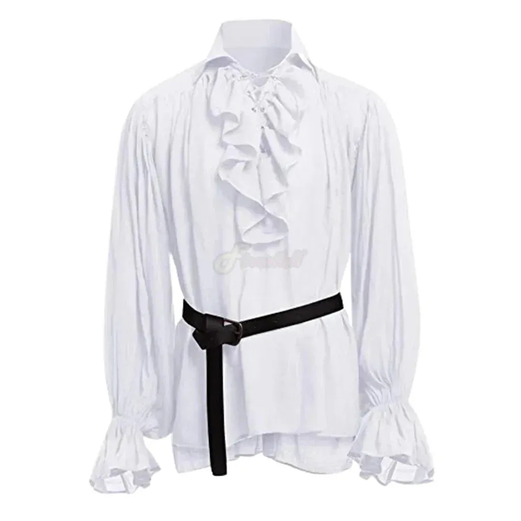 Medieval Adults Halloween Costumes Autumn Casual Shirts Steampunk Cosplay Bandage Long Sleeve Ruffled Shirt Gothic Blouse Tops